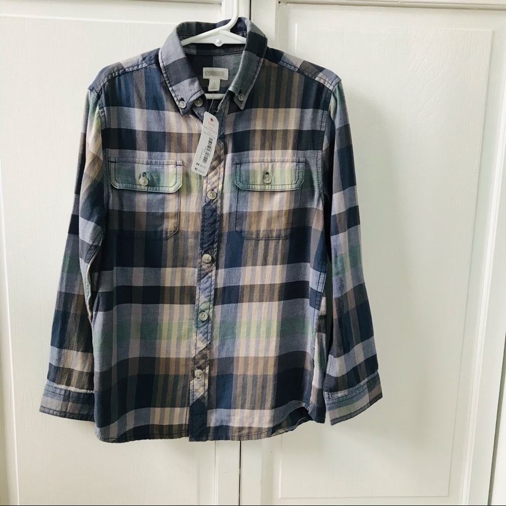 GYMBOREE Blue Yellow Plaid Button Down Shirt, S